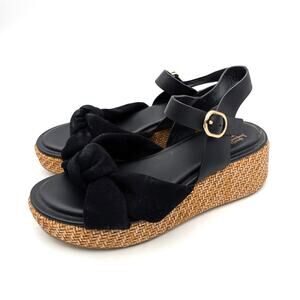 Söfft Farah Basketweave Platform Sandals Open Toe Women's Black Size US6M EU37